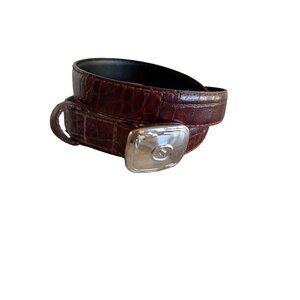 Liz Claiborne Vintage 1990s Brown Faux Croc Leather Belt Size Medium